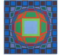 Matvsd Kohecs Affiche de Victor Vasarely《Visuel》Illustration murale Imprimés esthétiques Peinture sur toile de Victor Vasarely Image pop abstraite pour la décoration de bureau 20x20inx1 Non encadrée