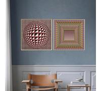 Matvsd Kohecs Affiche Victor Vasarely Art mural abstrait pop Estampes esthétiques Victor Vasarely Peinture sur toile Tableau moderne pour la décoration intérieure 20x20inx2 Non encadré