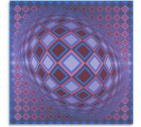 Matvsd Kohecs Affiche Victor Vasarely《Visuel》Illustrations esthétiques murales Peinture sur toile de Victor Vasarely Tableau pop abstrait pour la décoration de bureau 40x40cmx1 Non encadré