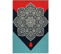 Matvsd Kohecs Artiste Shepard Fairey《Blood & Oil Mandala》Affiche et Impressions Shepard Fairey Wall Art Pop Street Peinture sur toile pour la décoration murale de la maison 30x45cm Sans cadre