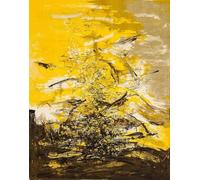 Matvsd Kohecs Célèbre affiche Zao Wou Ki Imprimés colorés Illustration murale abstraite 《Jaune Blanc》Zao Wou Ki Peinture sur toile pour décoration murale 50x75cm Sans cadre