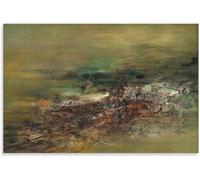 Matvsd Kohecs Célèbre Zao Wou Ki 《Blue Untitled》Peinture murale sur toile Imprimés rétro Affiche Zao Wou Ki Peinture abstraite pour salon Décoration photo 65x40cm Sans cadre