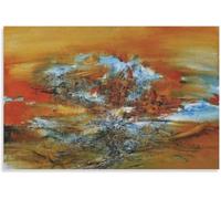 Matvsd Kohecs Célèbre Zao Wou Ki 《Blue Untitled》Peinture murale sur toile Imprimés rétro Affiche Zao Wou Ki Peinture abstraite pour salon Décoration photo 65x40cm Sans cadre