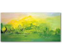 Matvsd Kohecs Célèbre Zao Wou Ki《Green Untitled》 Art mural sur toile Imprimés rétro Affiche Zao Wou Ki Peinture abstraite pour salon Décoration de 50x150cm sans cadre