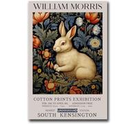 Matvsd Kohecs Estampes William Morris《Lapin blanc》Exposition d’affiches Art mural Peinture sur toile William Morris Tableau fleur pour la maison 30x45cm Sans cadre