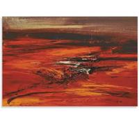 Matvsd Kohecs Famous Zao Wou Ki 《Red Untitled》 Art mural sur toile Estampes rétro Affiche Zao Wou Ki Peinture abstraite pour salon Décoration 65x40cm sans cadre