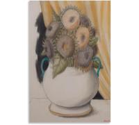 Matvsd Kohecs Fernando Botero imprime des œuvres murales modernes Poster de Fernando Botero《Tournesols》Toile pour chambre Décoration murale 30x45cm Sans cadre