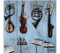 Matvsd Kohecs Instruments de musique par Bernard Affiche et estampes Buffet Art mural vintage Tableau de Bernard Buffet Toile Peinture pour décor de bureau 40x40cm Sans cadre