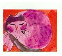 Matvsd Kohecs Peinture de chat rose endormi par Walasse Ting Art mural Toile colorée Affiche et impressions Walasse Ting pour la décoration de bureau 30x45cmx1 sans cadre