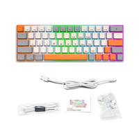 Matybobe Clavier Mécanique Filaire Compact, 63 Touches, Commutateurs échangeables à Chaud, Scène de Travail de Jeu (Bleu Interrupteur Gris Blanc Orange Clé)