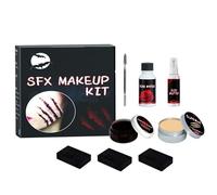 Matybobe Ensemble de Maquillage D'horreur D'halloween, Cire de Peau, Gel Sang, Cicatrice D'eau, Faux Spray Sang, éponge Grattoir pour Fêtes, événements Cosplay