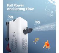 Matybobe Filtres D'Aquarium 15W Calme et Puissant pour la Fraîcheur ou la Pompe de Filtre à Aquarium D'eau Saumâtre avec 1000L / H pour les Aquariums jusqu'à 80 Cm Blancs (Bouchon UE)
