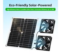 Matybobe Kit de Ventilateur Extérieur à énergie Solaire Double Ventilateur 12W Home RV Greenhouse ATTIC IMPÉRISE 3000 RPM 14 Cm Éventail Solaire Camping