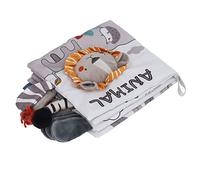 Matybobe Livres en Tissu pour Bébés Animaux d'apprentissage Précoce, à Croquer pour Bébés de Plus de 4 Mois, 15,5x16,6 Cm, Gris et Blanc (Lionne)