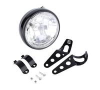Matybobe Phare LED Universel Jaune pour Moto 12 V H4 35 W 7 LED Rondes avec Support Noir