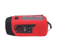 Matybobe Radio d'urgence Solaire à Manivelle, Portable, FM, Météo, avec Lampe de Poche, Batterie Externe pour Aventure en Plein Air (Rouge)