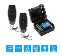 Matybobe Smart Home 433 MHz DC 12 V 1 CH Télécommande sans Fil Relais Récepteur Émetteur Module de Commutation de Télécommande Universelle et 2 Télécommandes RF 1527 pour Serrures de Porte (2)