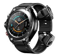Matybobe Smart Watch with Wireless Earbuds 2 in 1 Bracelet Bracelet BT Elecphones Mp3 Music Call Compatible avec Les Téléphones iOS Scran Tactile TPU Strap Black Silver Tarnish pour Le (Noir)
