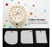 Matybobe Spatules de de Grattoir de Pâte à Crème en Plastique pour la Décoration de Gâteau de Pâtisserie Blanc 3 Pièces/ensemble