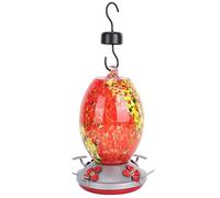 Matybobe Verre D’Alimentation pour Colibris avec Douves de Fourmis et (T1) | Décoration de Jardin Extérieure Colorée Peinte à la Main, Base Scellée Anti-fuite, Crochet de Suspension Anti-écureuil,