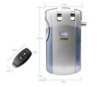Matybobe WF-018 Sécurité de Verrouillage à Distance sans Fil Sécurité de Porte Invisible Entrée de Porte de Serrure Intelligente Métal D'alliage Zinc avec 4 Touches Distantes Smart Home (Bleu et