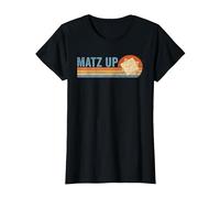 Matz Up Matzo Slang Wassup What's Up Wuzzup Pâque Amusante T-Shirt, Femme, Noir, M