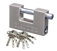 Maudex® MDP90 Cadenas Extérieur avec 10 Clés - Anse 12 mm Anse Résistante aux Coupures, Gros Corps Inox Étanche | Antivol de Sécurité pour Conteneur, Portail, Remorque Attelée