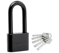 Maudex® PBE50 Cadenas Exterieur avec 5 Clés - Anse Longue 8 mm Anti-Cisaille, Corps Électrophorèse | Serrure de Sécurité pour Portail, Garage, Remorque Attelée