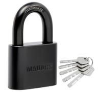 Maudex® PBK50 Cadenas Extérieur avec 5 Clés - Anse 10 mm Anse Résistante aux Coupures, Grand Corps Inox Étanche | Antivol de Qualité Résistant aux Intempéries pour Portail