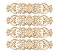 Mauedest 2pcs 40cmx10cm Decals Sculpture Bois Sculpté Coin Fleur Décoration de la Maison Porte ' Lit Patch Onlay Applique en Bois