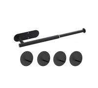 Mauedest Porte-serviettes extensible sans perçage pour salle de bain et cuisine Noir