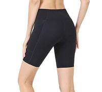 Mauedest Short de yoga d'été double poche latérale collants short de fitness coutures noir M Code
