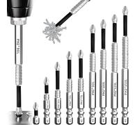 Mauepersu 9pcs Embouts Cruciformes K5 Antidérapants - Jeu Magnétique pour Visseuse/Perceuse, Résistant aux Chocs (25-150mm) pour Travail Universel