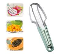 Mauepersu Coupe-pastèque 3 en 1, coupe-pastèque en acier inoxydable, coupe-pastèque, outil de coupe de pastèque, couteau à fruits, fourchette de coupe rapide, fourchette à fruits (Vert)
