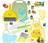Mauepersu Kit Couteau de Cuisine pour Enfants - 31 Pièces Avec Couteau Ondulé et Planche à Découper - Sécurité Montessori pour Couper Fruits ou Légumes
