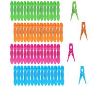 Mauepersu Lot de 60 pinces à linge multicolores, 4 couleurs, en plastique, avec ressort à anneau extérieur stable, pinces à linge antidérapantes pour corde à linge ou séchoir à linge