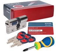 MAUER NW5 Cylindre de sécurité 31 x 31 couleur nickel + tournevis, cylindre cylindre renforcé anti-éclatement, anti-bumping, anti-perçage, came anti-retrait Serrure pour porte