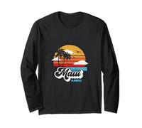 Maui Beach Hawaii Vintage Surf Throwback 80s Graphic Manche Longue