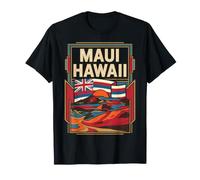 Maui Drapeau Hawaï île Coucher de Soleil Tropical Retro Art T-Shirt