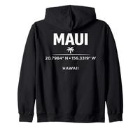 Maui Hawaii Coordonnées Tropical Island Travel Design Sweat à Capuche