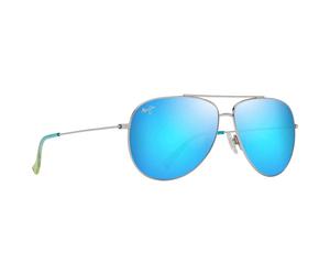 Maui Jim - Hauoli XL Argent Brillant Bleus Verts Bleu Hawaï MauiPure - Lunettes de soleil