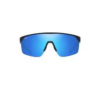 Maui Jim Lunettes de soleil rectangulaires polarisées Paluna, unisexe, noir mat/bleu hawaïen, taille L