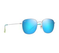 Maui Jim - Olali Asian Fit Argent Brillant Bleus Verts Bleu Hawaï MauiPure - Lunettes de soleil
