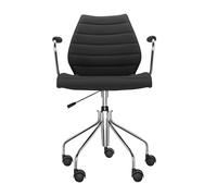 Kartell Chaise rotative avec accoudoirs Maui Soft - Trevira noire