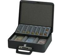 MAUL caissette à monnaie en acier avec insert de comptage | verrouillable | Compartiment à billets amovible | Caisse portable avec 2 clés | Convient comme coffre-fort, caisse à pourboires | Noir