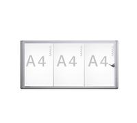 Maul 6820308 Tableau d'affichage Aluminium | profil très fin, orientation paysage, pose au mur gain de place, fond aimanté effaçable, accès protégé par clé
