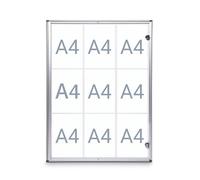 Maul Vitrine MAULextraslim | Cadre avec 9x pages | Cadre en Aluminium et Porte en Verre | Vitrine Murale avec Construction Plate | Verrouillable avec Serrure | Aluminium