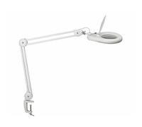 MAUL Lampe loupe LED MAULviso blanche à pince lumière du jour | grossissement précis, éclairage homogène sans ombre, bras métal stable, tête orientable, fixation gain de place