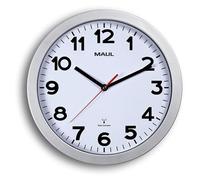 MAUL Horloge murale Step RC Ø30×5 cm en plastique argent/blanc
