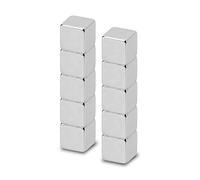 MAUL aimant néodyme 7x7x7mm (10 pièces) | Aimant puissant avec une force d'adhérence de 1,6kg | Aimants au design moderne de cube | Aimant de cube | Aimant pour tableau magnétique | Argenté